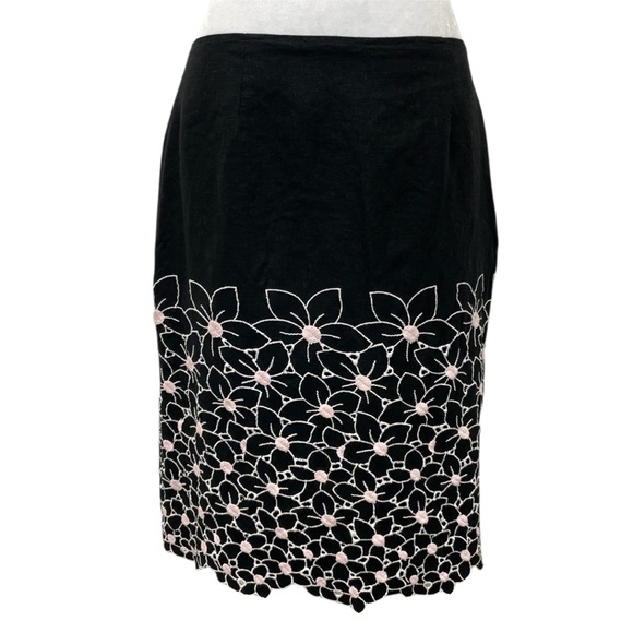 Mac & Jac Y2K Black Floral Embroidered Straight Knee Length Skirt - Picture 1 of 11
